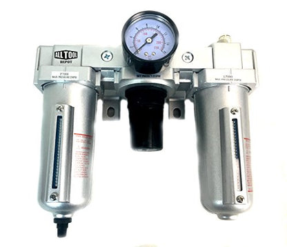 3/4" NPT Compressed Air Preparation Filter/Regulator/Lubricator FRL w auto drain