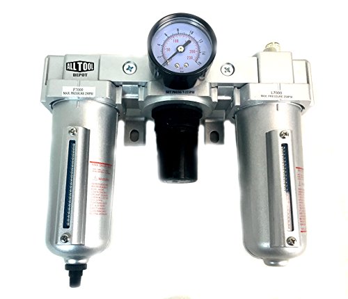 3/4" NPT Compressed Air Preparation Filter/Regulator/Lubricator FRL w auto drain