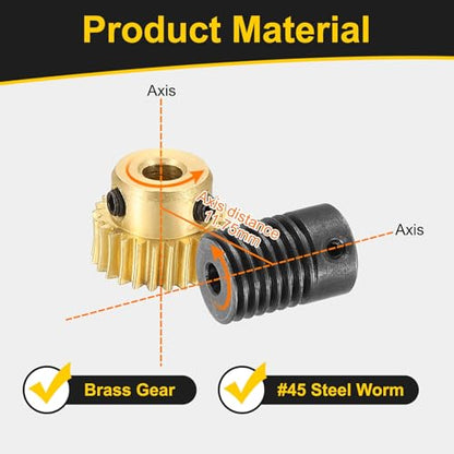 uxcell Worm Gear Set Right Rotation 25T 0.5 Module 1:25 Reduction Rate - size: Gear-4mm, Rod-4mm Bore, style: 0.5M-25T