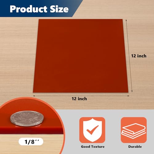 Red Silicone Rubber Sheet, 12" Wide x 1/8" Thick x 12" Long WochiTV High Temperature Rsistant Rubber Mat for DIY Gaskets Material, Pads, Sealing, Cushion, Microwave Oven Protection - color: 1/8" Thick Red, size: 12” x 12"