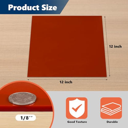 Red Silicone Rubber Sheet, 12" Wide x 1/8" Thick x 12" Long WochiTV High Temperature Rsistant Rubber Mat for DIY Gaskets Material, Pads, Sealing, Cushion, Microwave Oven Protection - color: 1/8" Thick Red, size: 12” x 12"