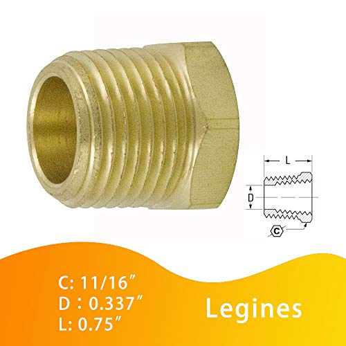 Brass Pipe Fitting 3/8" NPT Male x 1/8" NPT Female Reducing Hex Bushing Reducer Adapter 1200psi (Pack of 5) - size: 3/8" NPT Male x 1/8" NPT Female