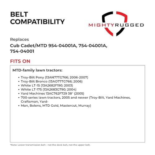 MightyRugged 954-04001A Lower Transmission Belt for MTD Troy-Bilt Pony - size: 68.9 in x 0.656 in