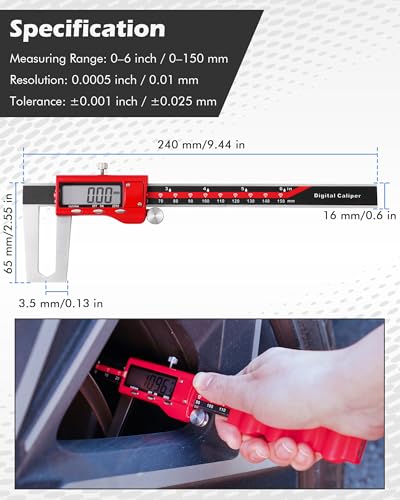 Brake Rotor Measuring Tool, Digital Caliper for Disc Brake Thickness