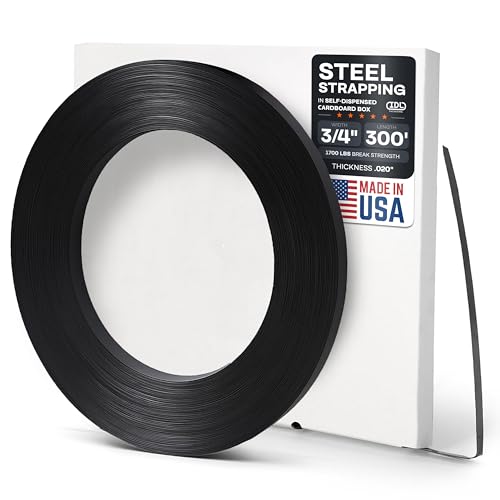 IDL Packaging 3/4" x .020" x 300' Steel Strapping Coil (1700 Lbs Break Strength) in Self-Dispensed Сardboard Box - Portable Strong Banding with Superior Cut-Resistance - Heavy Pallet Strapping - size: 3/4W" x 300L'