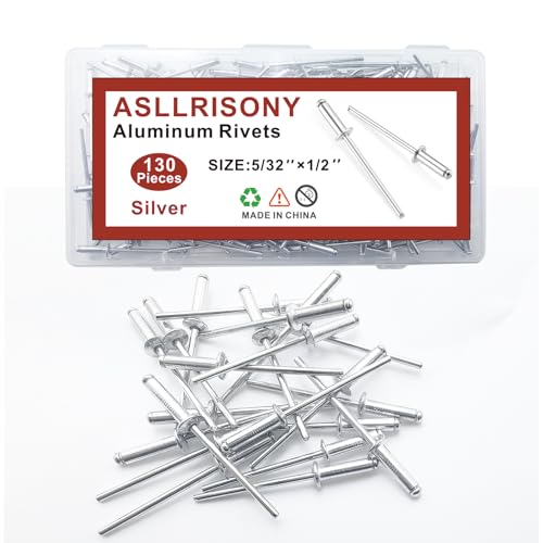 130pcs Silver 5/32-1/2 Inches Aluminum Blind Rivets, 4-12.7 mm Pop Rivets,Aluminum Grip and Steel Mandrel - color: Silver, size: 5/32-1/2 Inches