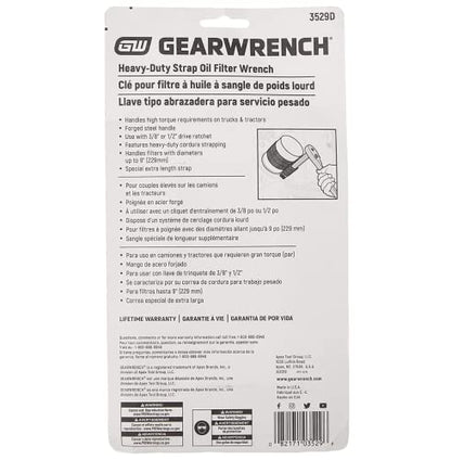 GEARWRENCH Heavy-Duty Oil Filter Strap Wrench | 3/8" & 1/2" Drive | 3529D - style: HD Strap Wrench