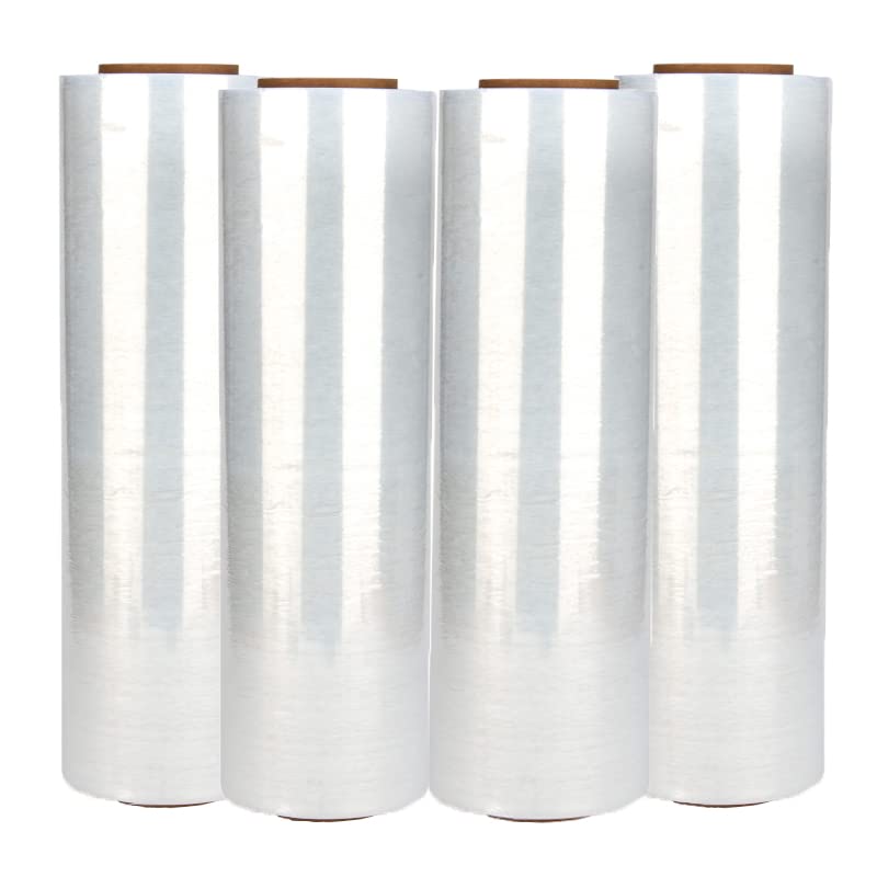 4 Roll 18" x 1500 feet Stretch Film-Wrap 80 Gauge Industrial Strength Stretch 20 Microns Durable for Moving Packing Packaging Heavy Duty Warehouse Shrink Film (Clear) - color: Clear, size: 4 PACK