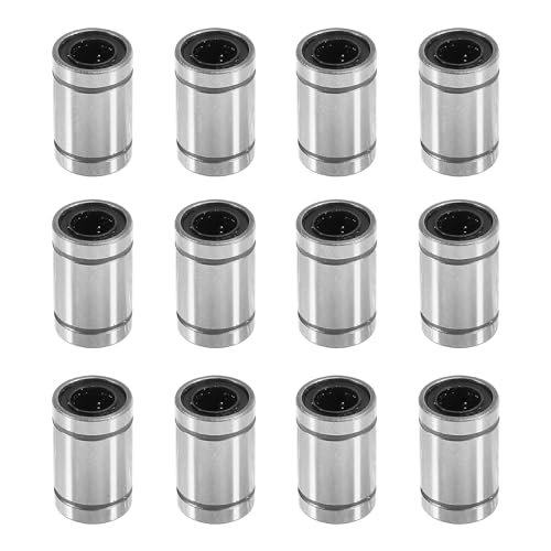 12PCS LM8UU Linear Ball Bearings, 8mm Bore Dia Linear Motion Bushing with Double Side Rubber Seal Great for CNC Machine 3D Printer - size: LM8UU