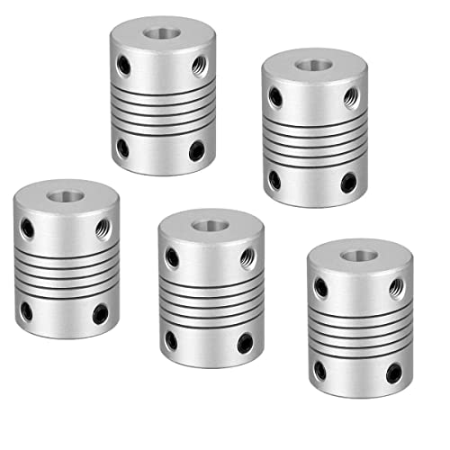 RANIT 5Pcs Aluminum Alloy Shaft Coupling Flexible Coupler Motor Connector Joint (6mm to 8mm,L25xD19) - size: 6mm to 8mm,L25xD19