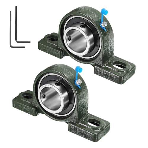 uxcell 2pcs UCP207-22 Pillow Block Bearings 1-3/8 inch Bore Self Alignment, Solid Cast Iron Base Mounted Chrome Steel Bearings - size: UCP207-22