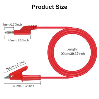 4mm Banana to Alligator Clip Plug Test Leads Multimeter Electrical 4mm Banana Stackable Plug Silicone Flexible Copper Cable 1 Meter for Multimeter Electrical Testing