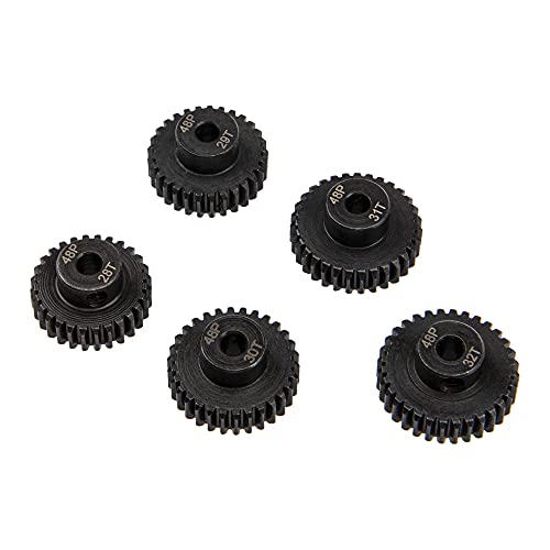 5Pack ShareGoo Steel 48P 3.175mm Pinion Gear Sets 28T 29T 30T 31T 32T fit 3.175mm (1/8-Inch) Shaft Compatible with Arrma HPI Kyosho Losi Axial Traxxas Tamiya Associated 1/10 RC Car Monster Truck Buggy