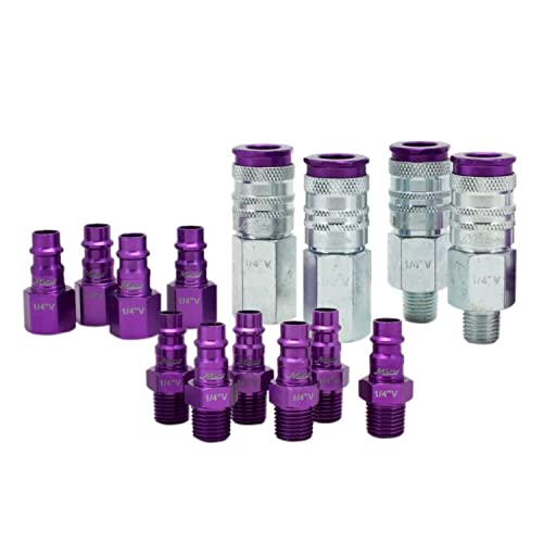 Milton S-314VKIT Kit, 14pc Hi-Flo V style 1/4", Purple - size: 14 count