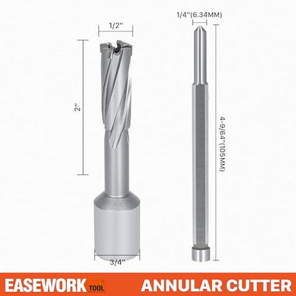 EASEWORK TOOL Carbide-Tipped Annular Cutter, 1/2" Diameter x 2" Depth - size: 1/2x2
