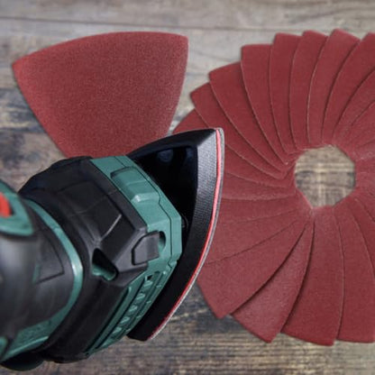 Triangle Sanding Pads 3.26 in Self Adhesive Sand Paper for Oscillating Tool Detail Sander Sandpaper for Corner Access Multi Tool Sanding Pad for Woodworking and Surface Prep