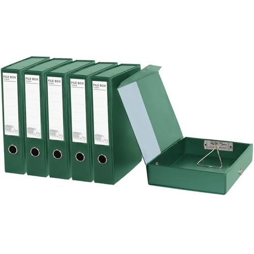 6 Pack Foldable Plastic Box Files A4 with Metal Clip（Green） - color: green, size: with clip