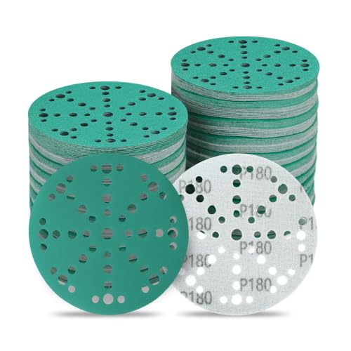6 Inch 49 Hole Wet Dry P180 Grit Sanding Discs - 50 Pack Box - color: 180 Grit, size: 6 Inch 49 Hole