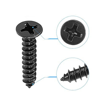 uxcell M3.5 x 18mm Wood Screws Phillips Flat Head Carbon Steel Self Tapping Screws Black 200pcs - size: M3.5 x 18mm