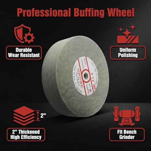 8" x 2" Extra Thick 180 Grit Fiber Buffing Wheel, 5/8" Arbor (7P) - style: 8"x2" Extra Thick Fiber Wheel
