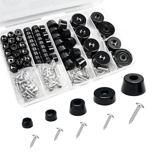 5 Size Rubber Feet for Cutting Board with Stainless Screws Assortment Kit - size: #80 pcs,5 size
