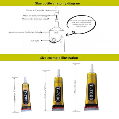 T-7000 15ml Super, Glass,Fabric,Craft, Adhesive,Puzzle, Glue Suitable for Repair Multipurpose High Performance Industrial Glue Semi Fluid Black Adhesive (15ML,1PACK)