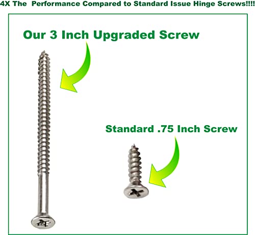 Door Hinge Screws #9 x 3 in - Steel, 24 Pack (Silver) - color: Silver