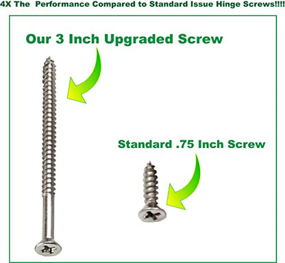Door Hinge Screws #9 x 3 in - Steel, 24 Pack (Silver) - color: Silver