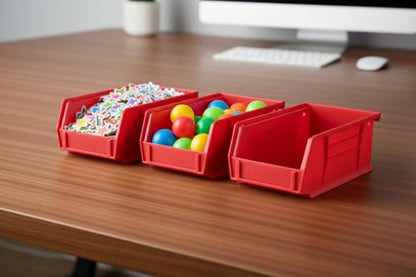 HE HUDSON EXCHANGE 7.5" x 4" x 3" (12 Pack) Plastic Stackable Storage Bin, Red - color: Red, size: 12 Pack