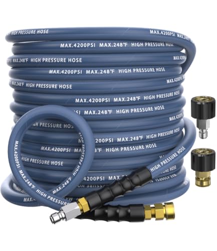 Pressure Washer Hose 25FT with 3/8'' Quick Connect, 4200 PSI - color: Blue, size: 25FT