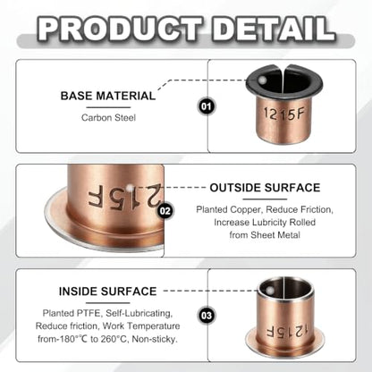 uxcell 40Pcs Flanged Sleeve Bearing, 12mm Bore x 14mm OD x 15mm Length - size: 12×14×15mm