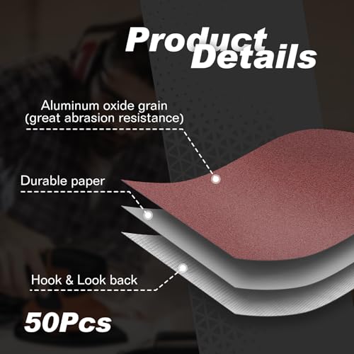 50PCS Mouse Detail Sander Sandpaper, 120 Grits Triangle Sanding Pads, 5 Holes Sanding Sheets Sandpaper Assortment, Sander Pads Sander Paper Mouse Sand Paper for Sanding Polishing - size: 120 Grit