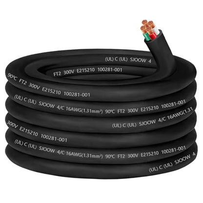 50ft 16/4 Wire SJOOW Portable Power Cable,16 Gauge 4 Conductor SJOOW Cord - size: 50 FT, style: 16AWG(4-Conductor)