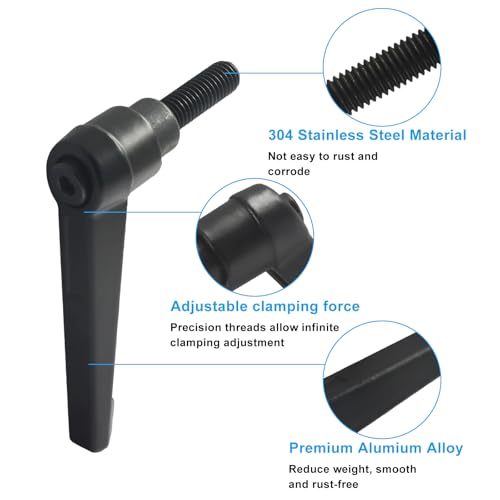 5pcs M8 x 25mm Clamping Lever Handles, 306 Stainless Steel Adjustable Locking Quick Release with Push Button Ratchet Mechanism, Black - size: M8 x 25mm