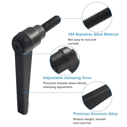 5pcs M8 x 25mm Clamping Lever Handles, 306 Stainless Steel Adjustable Locking Quick Release with Push Button Ratchet Mechanism, Black - size: M8 x 25mm