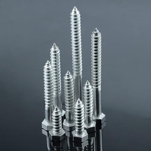 1/4 x 3 Hex Head Lag Screws Bolts with Flat Washers (10 Sets), 304 Stainless Steel 18/8, Partial Thread, Deck Screws, Heavy Duty Hex Head Wood Lag Screws, Fayeploo - size: 1/4 x 3"
