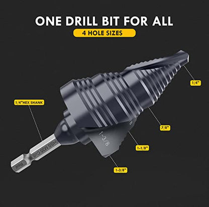 1/4"-1-3/8" Double Sprial Flute M35 Cobalt Step Drill Bit - size: 1/4"-1-3/8"(2 Flute)