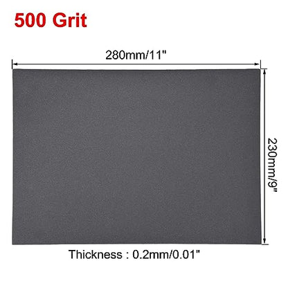 uxcell 500 Grits Sanding Sheets 9-inch x 11-inch Wet Dry Silicon Carbide Sandpaper for Wood Furniture Metal Polishing 5pcs - style: 500 Grit