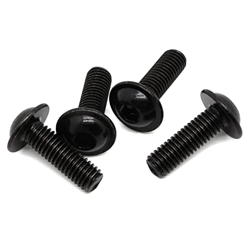 M6 x 20mm Flanged Button Head Socket Cap Screws, Black Oxide, Full Thread, Allen Socket Drive, 304 Stainless Steel, 25 PCS - color: Black, size: M6 x 20mm