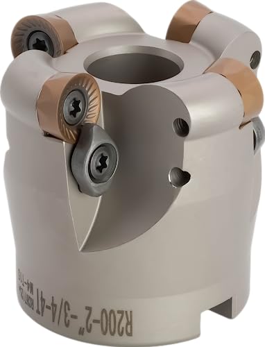2" Round Insert Indexable Face (Shell) Mill, 3/4" Arbor Hole Diameter, 4 Flute, with 4 pcs RCKT1204M0 Carbide Inserts - size: 2 in