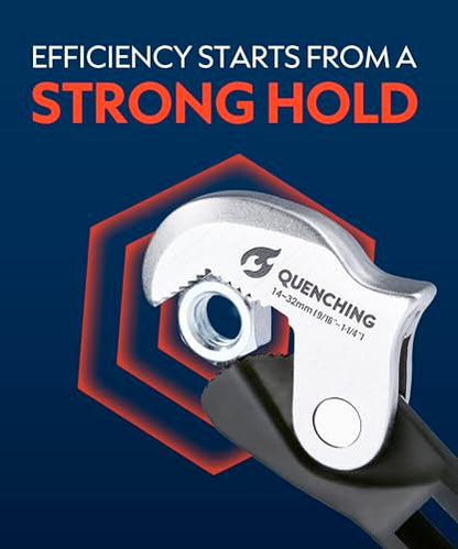 QUENCHING Crowfoot Wrench Set, Self-Adjusting 3-Piece Kit for Automotive Repair, Fits 1/4", 3/8", 1/2" Drives, 5–32mm Range, Spring-Loaded Grip for Tight Access Bolts, Fuel Lines & Brake Line Work - size: 3-Piece Set
