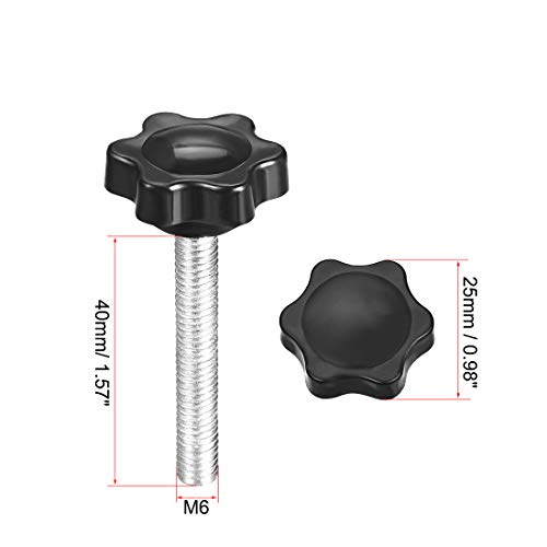 uxcell Clamping Handle Screw Knobs Handle Star Knob M6 x 40mm Male Thread 2pcs - size: M6x40mm
