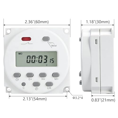 Timer Switch, DC/AC 12V 16Amp, Programmable Timer Time Relay Switch - size: AC/DC 12V