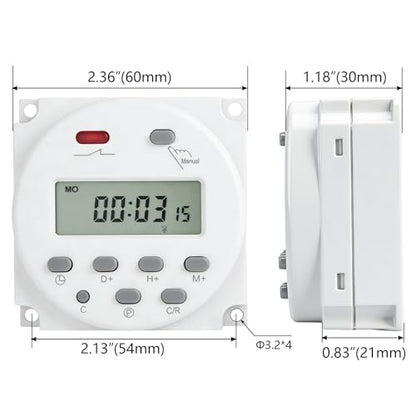 Timer Switch, DC/AC 12V 16Amp, Programmable Timer Time Relay Switch - size: AC/DC 12V