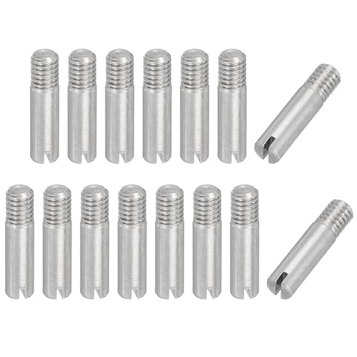 PATIKIL M4 x 16mm Slotted Cylindrical Pin, 15 Pcs 304 Stainless Steel Dowel External Thread Slotted Pin Screw for Home Furniture Cabinet Improvement, Silver Tone - size: M4 x 16mm