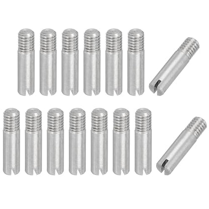 PATIKIL M4 x 16mm Slotted Cylindrical Pin, 15 Pcs 304 Stainless Steel Dowel External Thread Slotted Pin Screw for Home Furniture Cabinet Improvement, Silver Tone - size: M4 x 16mm