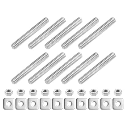 uxcell 1/4"-20 UNC Fully All Threaded Rod, 10 Pcs 304 Stainless Steel Long Threaded Screw 1.8" Length Right Hand Threads with Square Washers for Furniture Mounting Assembly Fastening - size: 1.8"
