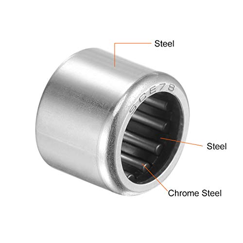 uxcell SCE78 Needle Roller Bearings 7/16-inch Bore 5/8-inch OD 1/2-inch Width Chrome Steel Open End 5pcs - size: 7/16x5/8x1/2"