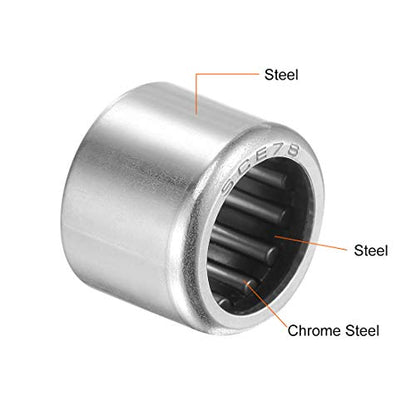 uxcell SCE78 Needle Roller Bearings 7/16-inch Bore 5/8-inch OD 1/2-inch Width Chrome Steel Open End 5pcs - size: 7/16x5/8x1/2"