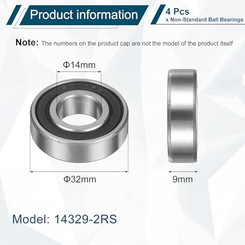 uxcell 4Pcs 14329-2RS Non-Standard Ball Bearings 14mm ID x32mm OD x9mm T - size: 14329-2RS